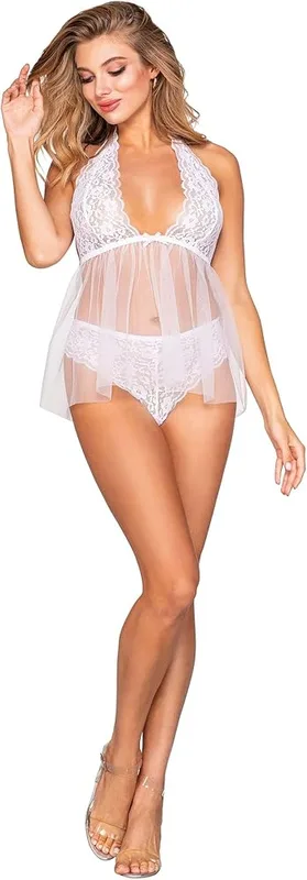 Dreamgirl Lace Halter Babydoll Set by Dreamgirl - Buy premium Dreamgirl intimate products online at BestSexToys.online