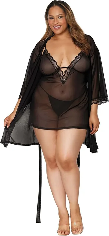 Dreamgirl Mesh & Lace Robe by Dreamgirl - Buy premium Dreamgirl intimate products online at BestSexToys.online