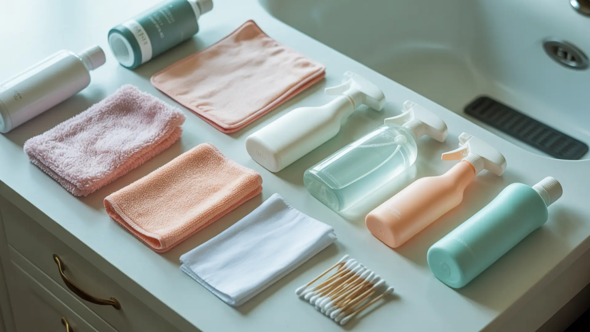 Sex robot maintenance and care supplies — cleaning products, microfiber cloths, and maintenance tools for keeping your robot in pristine condition